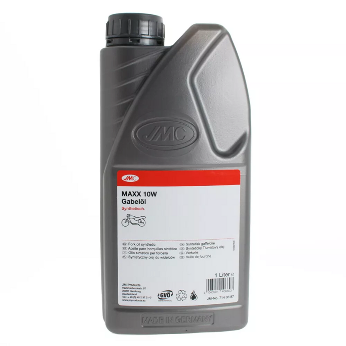 JMC 714.03.57 Gabelöl SAE 10W 1 Liter synthetisch – für Motorradgabeln und Stoßdämpfer