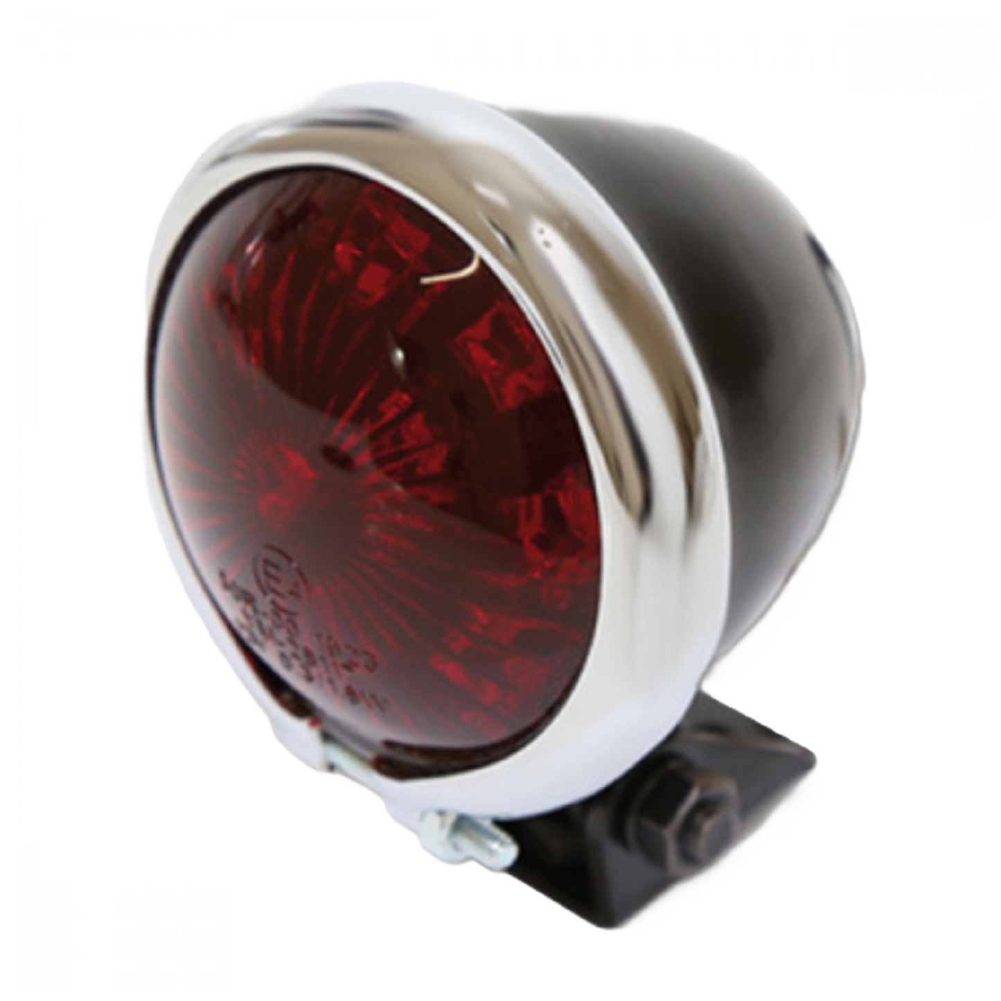SHIN-YO Bates Style LED Rücklicht schwarz Chromrahmen rotes Glas – Motorrad Universal Rücklicht Ersatzteil