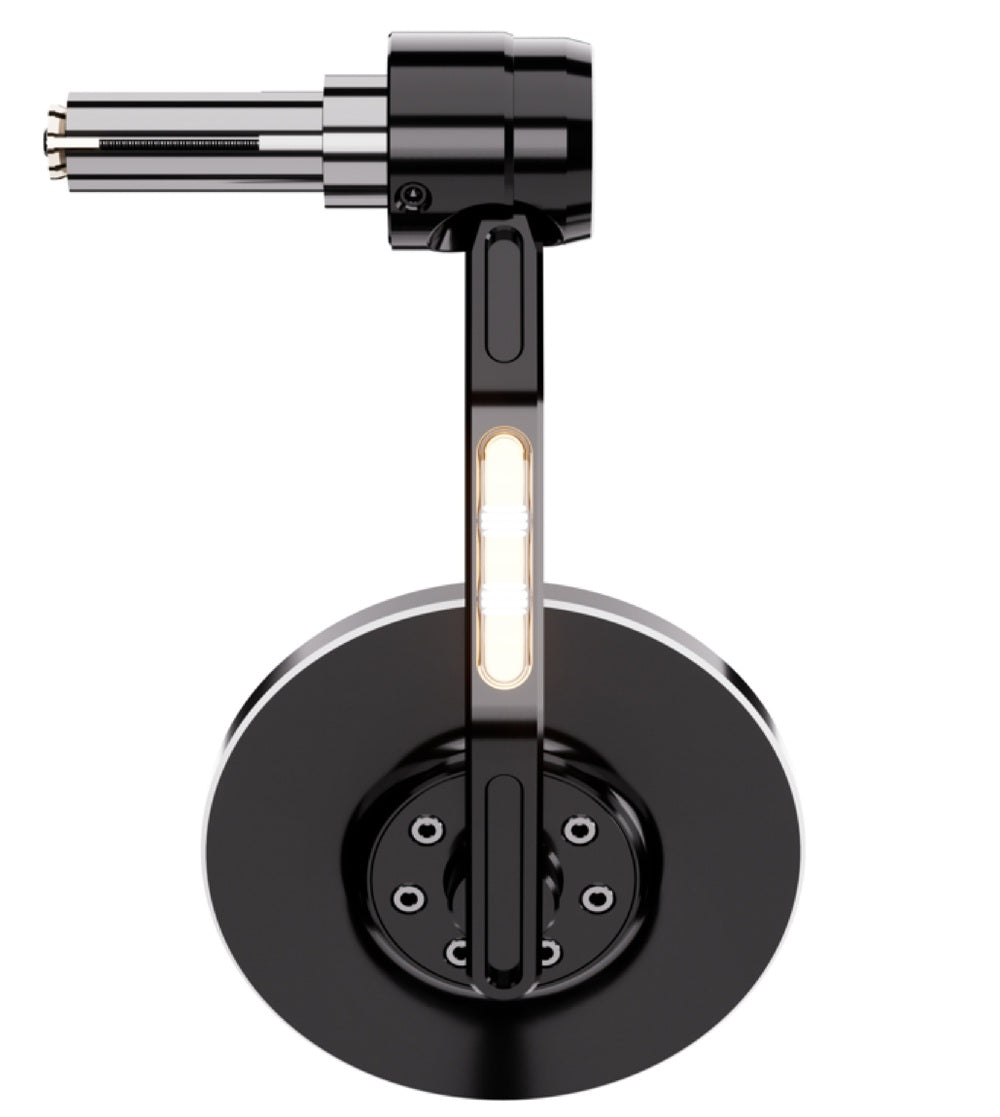 HIGHSIDER Pro Conero Lenkerendenspiegel mit LED-Blinker Detailansicht – Motorrad Bar End Spiegel