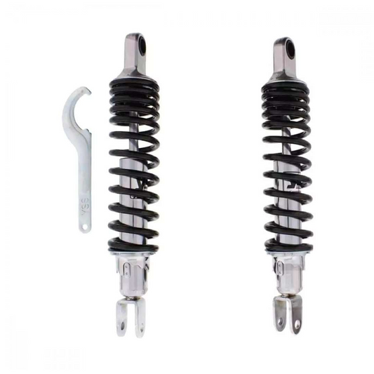 YSS RD222-320P-29-18 Federbein-Satz für Honda CB 350, CJ 360, CB 400, CM 400, CB 450, CB 500 und CB 550 – Öldruck, 320 mm, schwarze Federn