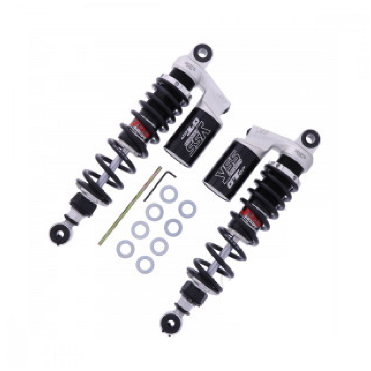 YSS RG362-335TRCL-07-888 Federbein-Satz für Suzuki GSX 1400 und U1 – Gasdruck, 335 mm, mit Ausgleichsbehältern und schwarzen Federn
