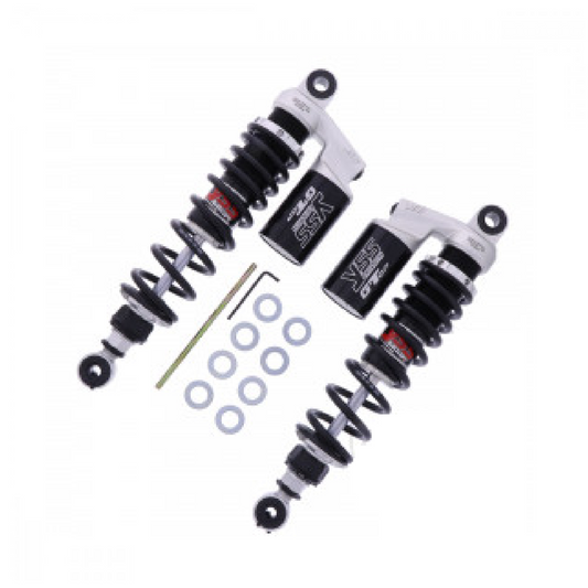 YSS RG362-335TRCL-07-888 Federbein-Satz für Suzuki GSX 1400 und U1 – Gasdruck, 335 mm, mit Ausgleichsbehältern und schwarzen Federn

